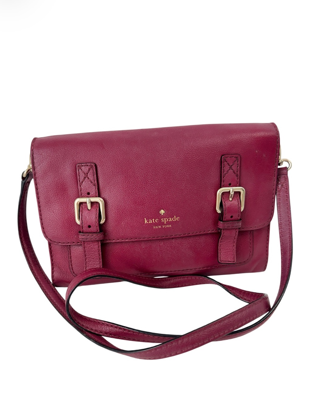 Kate Spade New York Allen Street Neil crossbody bag, burgundy pebbled leather